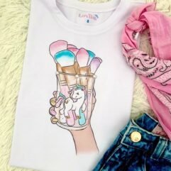 Blusa Infantil Estampa Unicórnio Branca